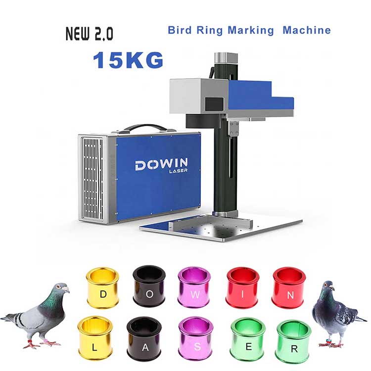 Top Sales 20W 30W Animal Tag Fiber Laser maker for Bird Ring Laser Marking Machine with Rotary Axis