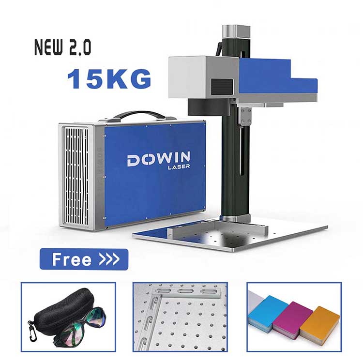 Best Dowin Mini Fiber Laser Marking Machine for Gold Silver Ring Engraving with Rotary Device