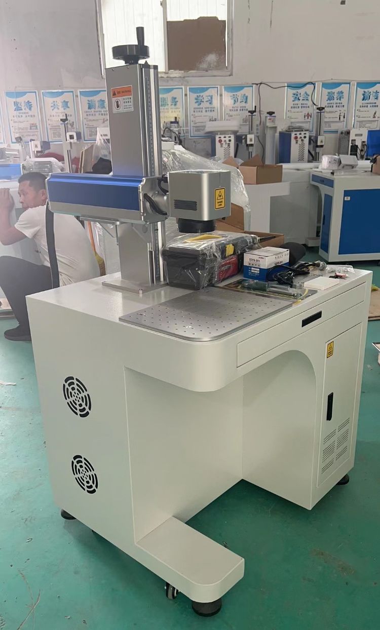 50W cabinet type fiber laser marking machine high speed marking, engraving and cutting metal materials
